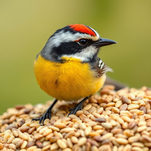 Garden birds feeding on seed tray