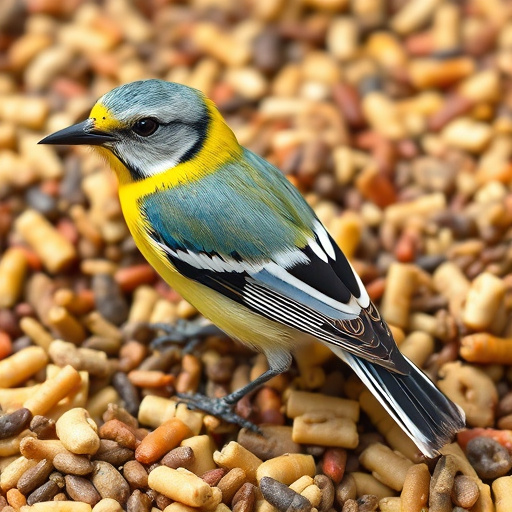 Garden birds feeding on seed tray