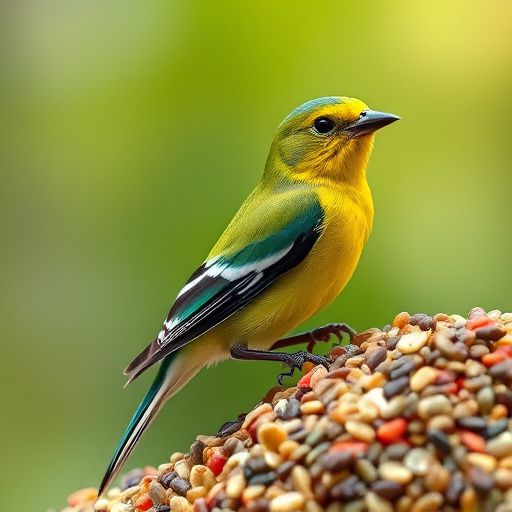 Garden birds feeding on seed tray