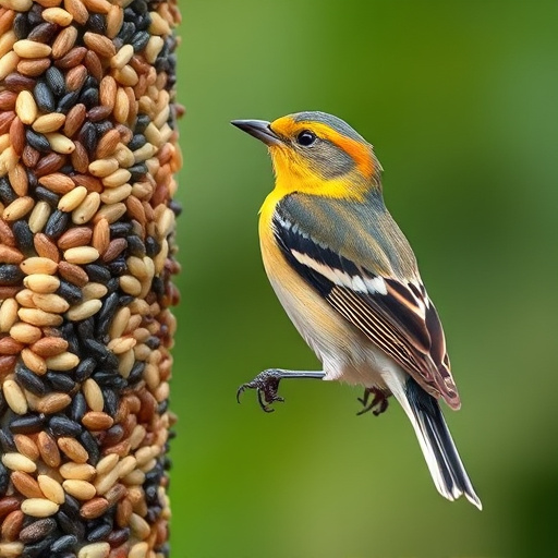 Garden birds feeding on seed tray