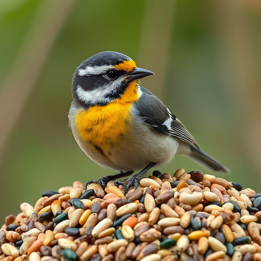 Garden birds feeding on seed tray