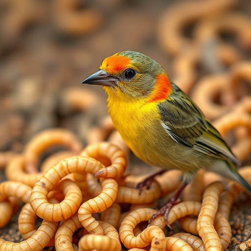 Garden birds pecking at mealworm mix
