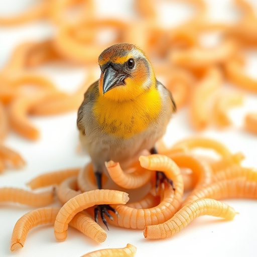 Garden birds pecking at mealworm mix