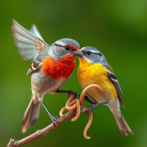 Garden birds pecking at mealworm mix
