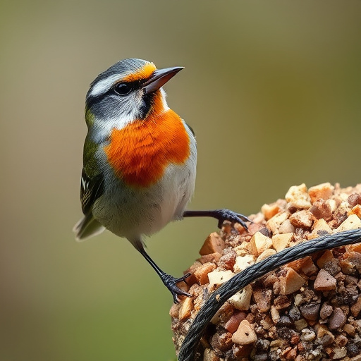 Garden birds sharing fat balls in feeder