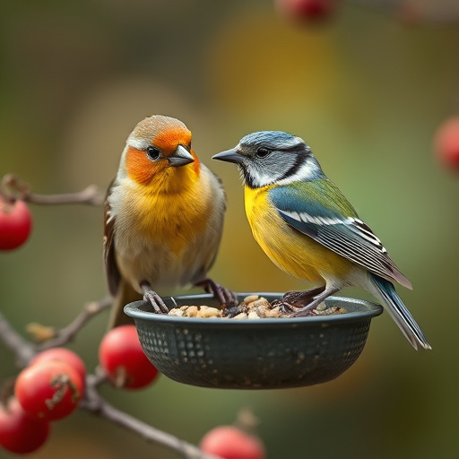 Goldfinches feeding on niger seed feeder