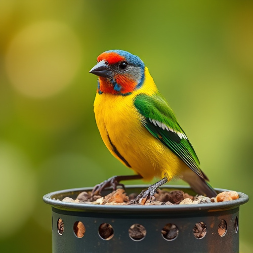 Labeled bird food box on welcome mat