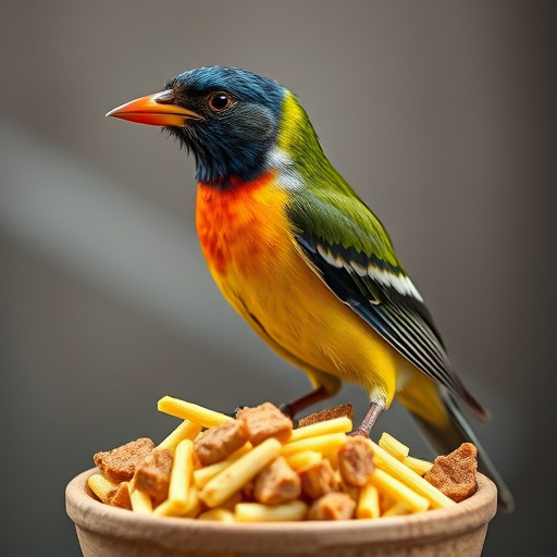 Labeled bird food box on welcome mat