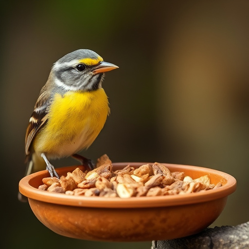 Labeled bird food box on welcome mat