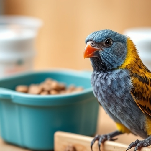 Labeled bird food box on welcome mat