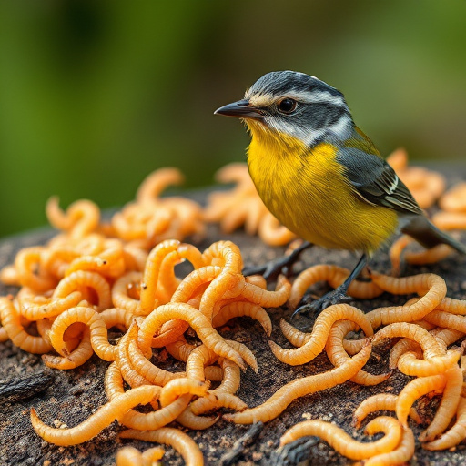 Mixed bird feed with added mealworms