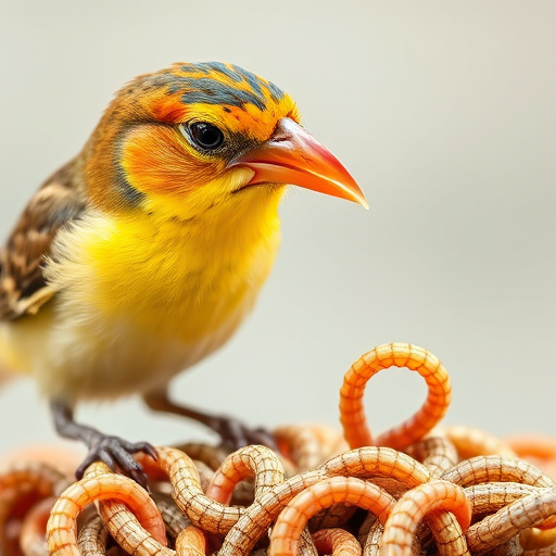 Mixed bird feed with added mealworms