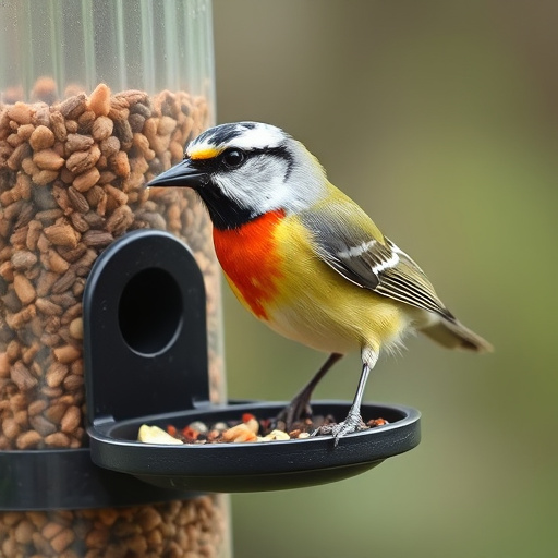 Mixed seed in shallow tray for finches