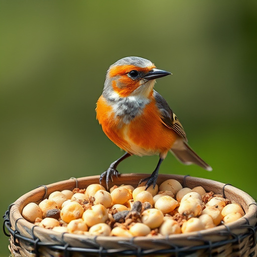 Mixed seeds and suet pellets in tray