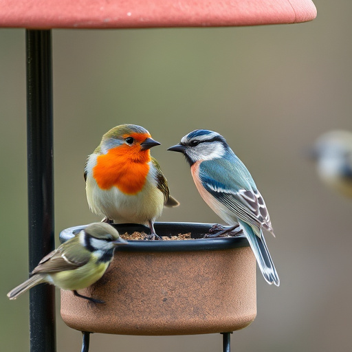Mixed seeds and suet pellets in tray