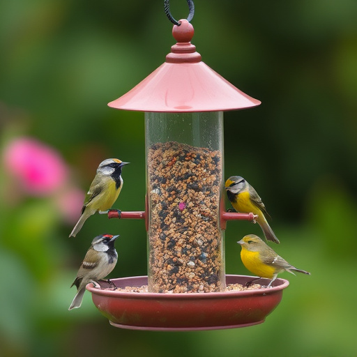 Mixed seeds and suet pellets in tray