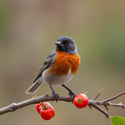Robin feeding from low dish of suet