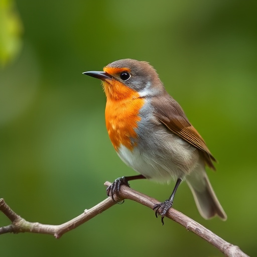 Robin feeding from low dish of suet