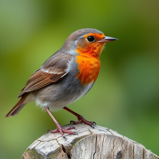 Robin feeding on sunflower heart pieces