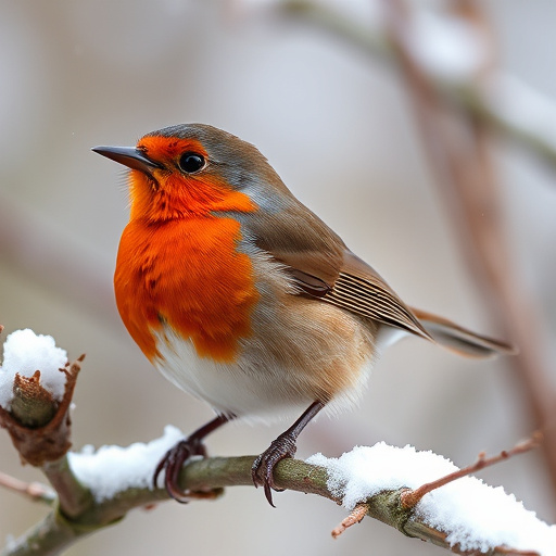 Robin feeding on sunflower heart pieces