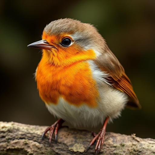 Robin perched beside suet-filled feeder