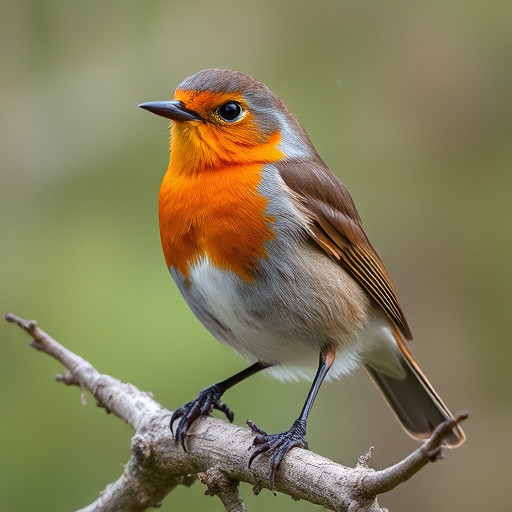 Robin perched beside suet-filled feeder