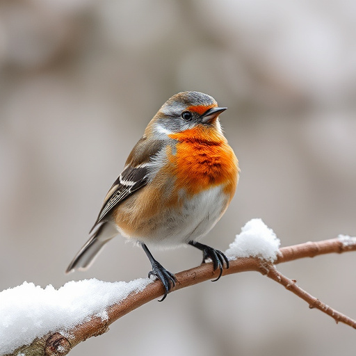 Robins and tits eating from hanging feeder