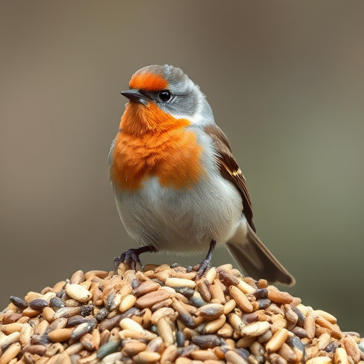 Robins feeding on no-mess seed