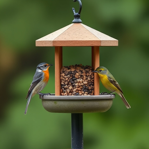 Robins feeding on no-mess seed
