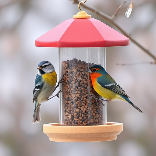 Robins feeding on no-mess seed
