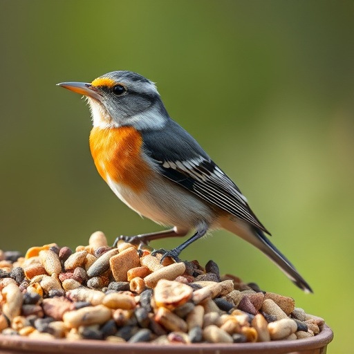 Robins feeding on no-mess seed