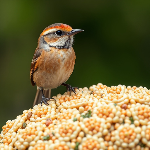 Robins feeding on no-mess seed