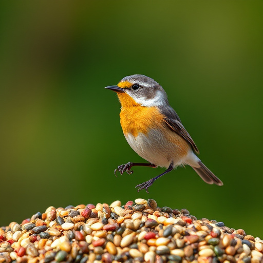 Robins feeding on no-mess seed