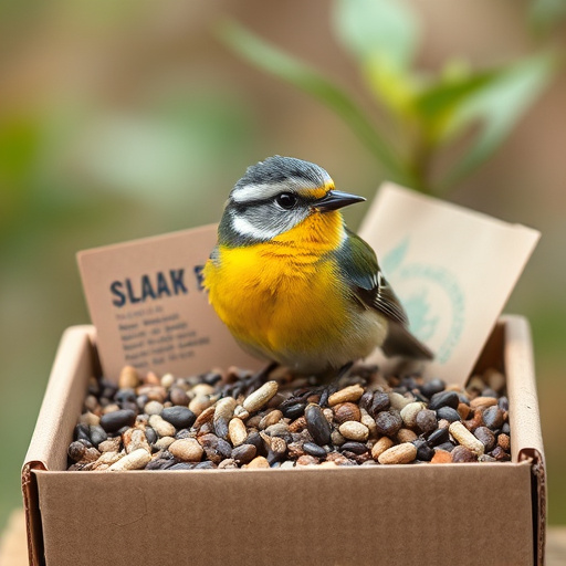 Robins pecking at scattered seed