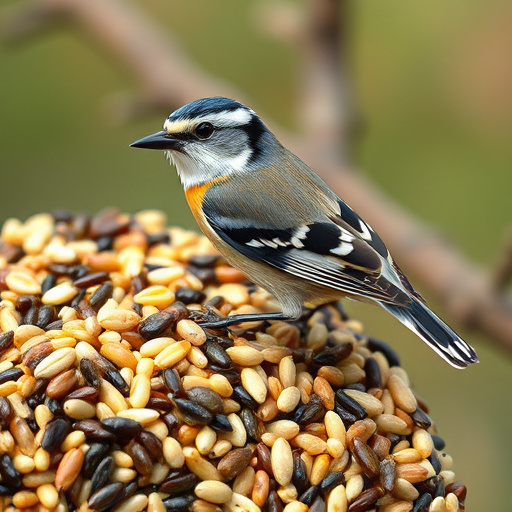 Seed mix scattered on bird table
