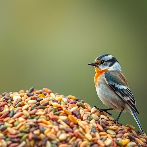Seed mix scattered on bird table