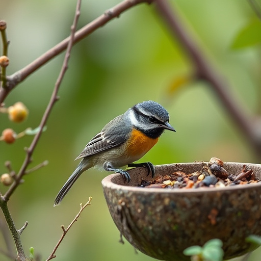 Selection of bird foods on garden table