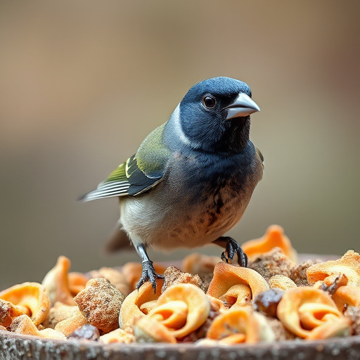 Selection of bird foods on garden table
