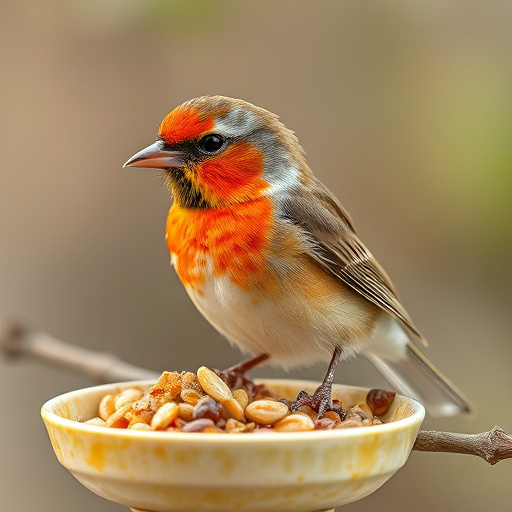 Small birds feeding on sunflower hearts