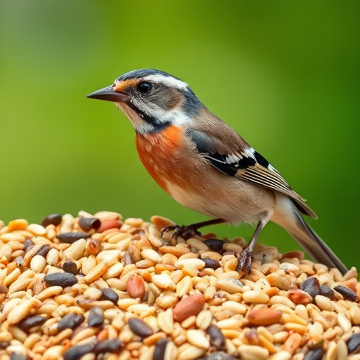Small garden birds gathered around suet