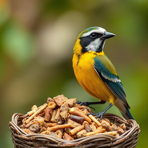 Stack of bird feed parcels indoors