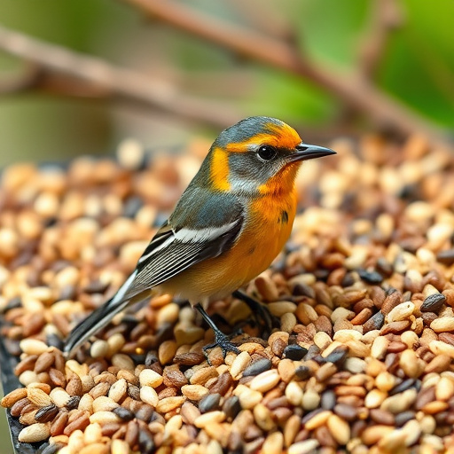Stack of bird feed parcels indoors
