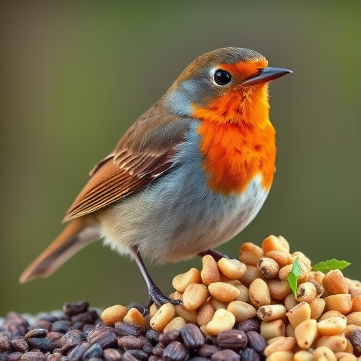 Suet pellets scattered on bird table