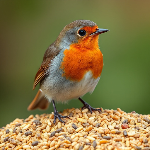 Suet pellets scattered on bird table