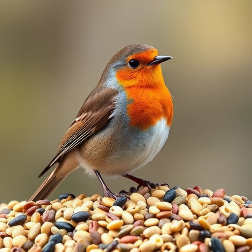 Suet pellets scattered on bird table