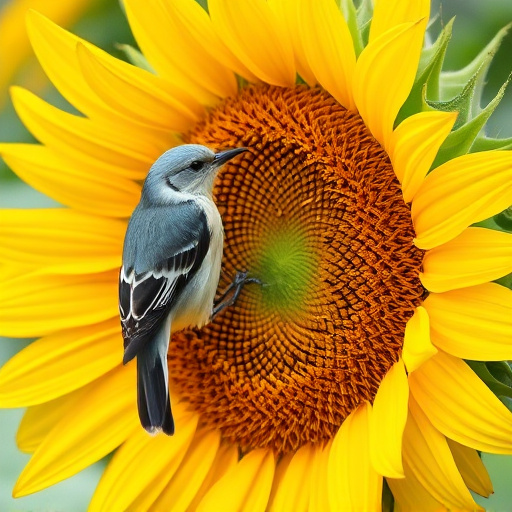 Sunflower hearts in hanging mesh feeder