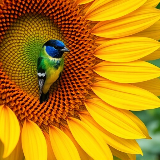 Sunflower hearts in hanging mesh feeder