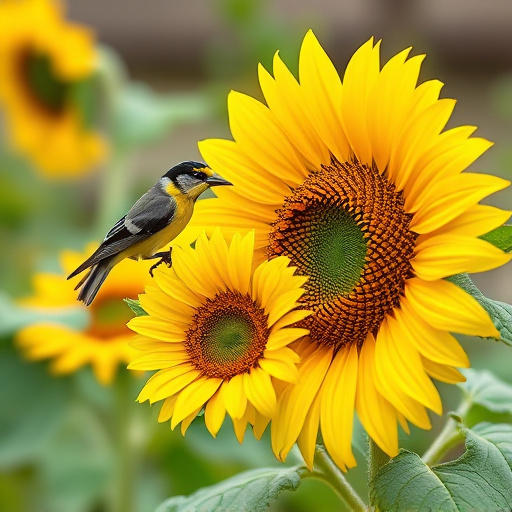 Tits feeding from tray of sunflower hearts