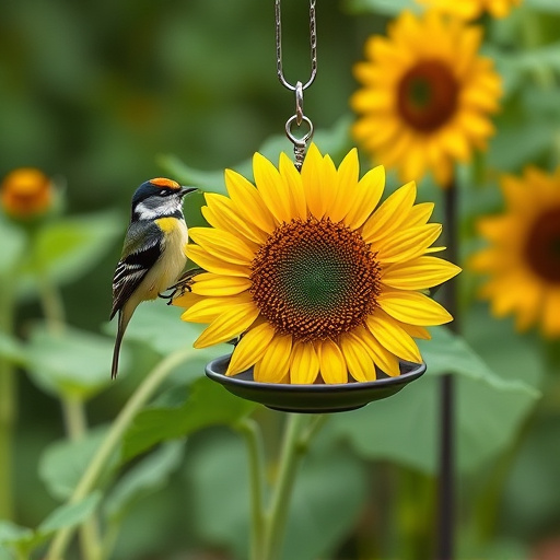 Tits feeding from tray of sunflower hearts
