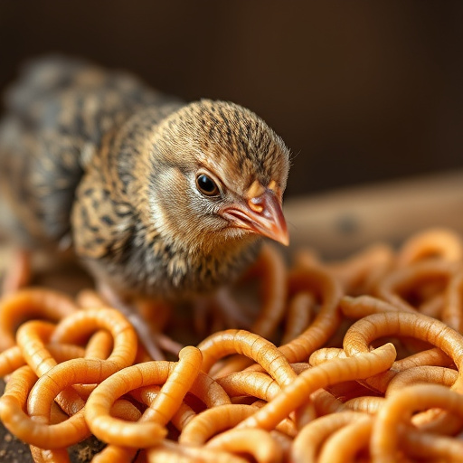 Tits feeding on mealworms in tray